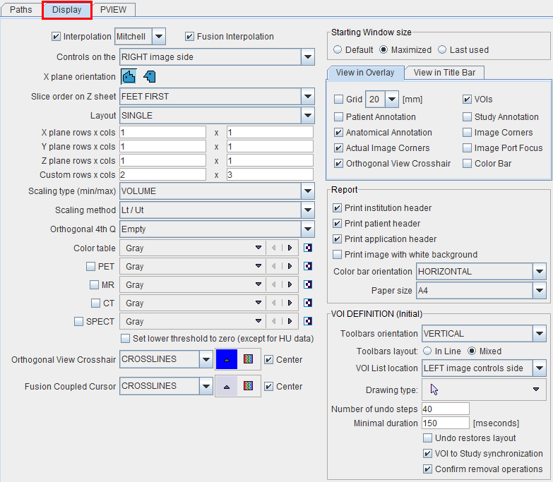 Settings PVIEW