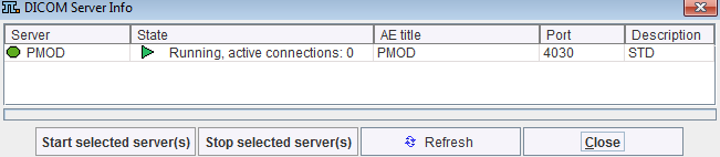 DICOM Server Summary Dialog