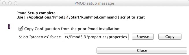 PMOD Installation Confirmation Mac