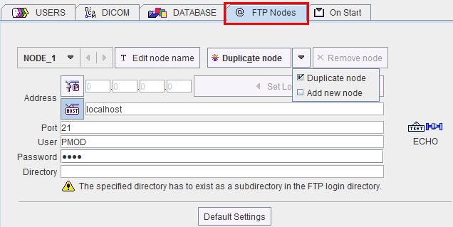 Configuration FTP Nodes